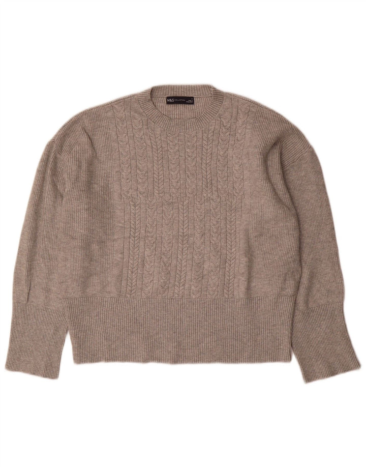 Marks & Spencer Jersey extragrande con cuello redondo para mujer, talla 44, color gris medio