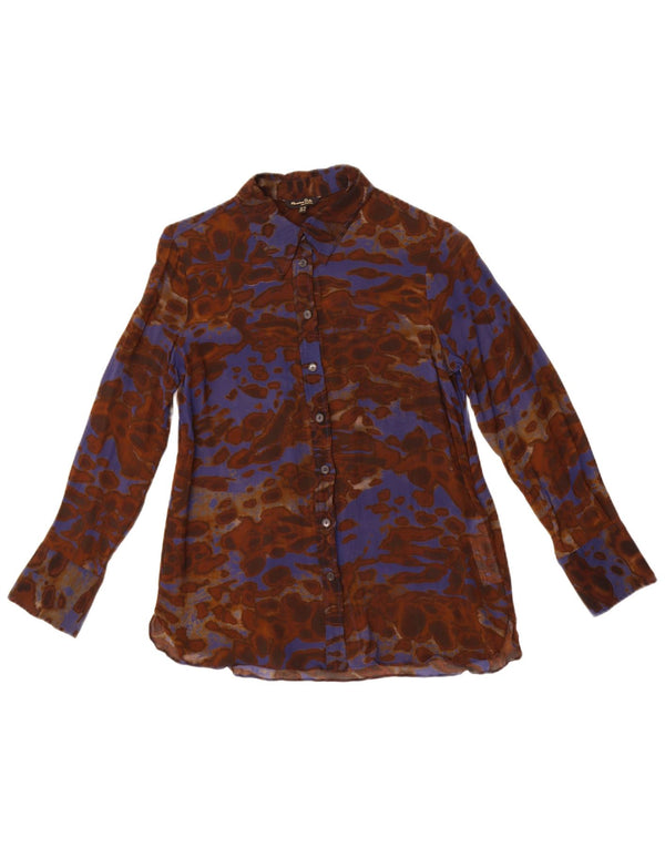 Massimo Dutti Blusa Camisera Estampado Abstracto Mujer EU 38 Small Marrón