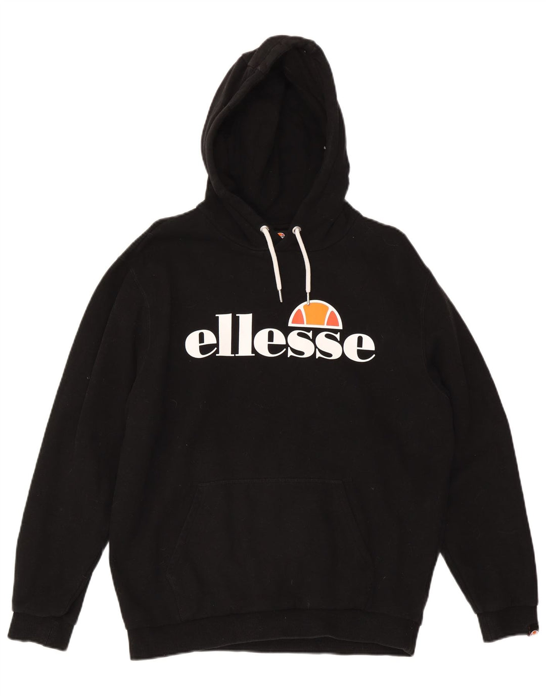 Ellesse Hombre Sudadera Con Capucha Gráfica Jersey Grande De Algodón Negro
