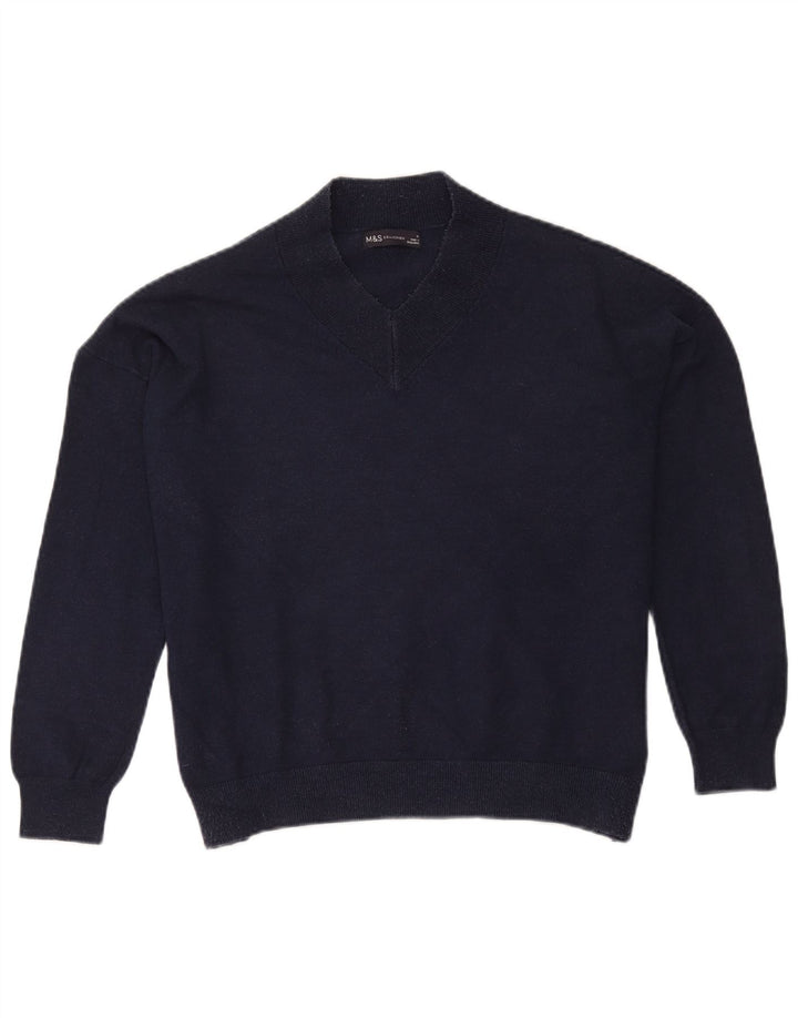 Marks & Spencer Jersey Extragrande con Cuello en V para Mujer Azul Marino Medio