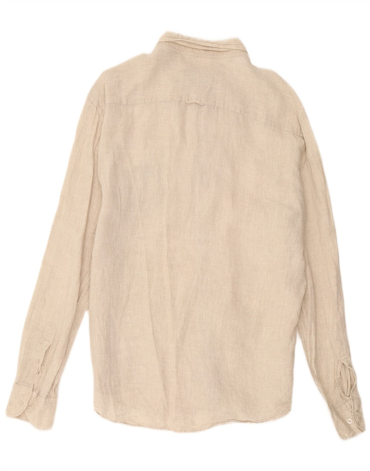 Camisa Massimo Dutti Hombre Lino Beige Medio