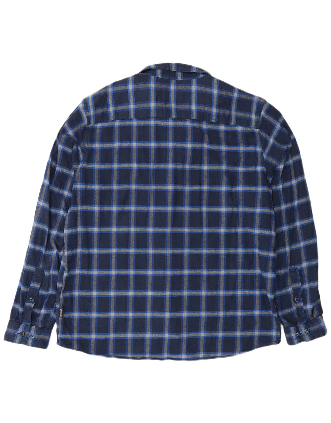 Patagonia Hombre Camisa De Franela De Algodón A Cuadros Azul Grande