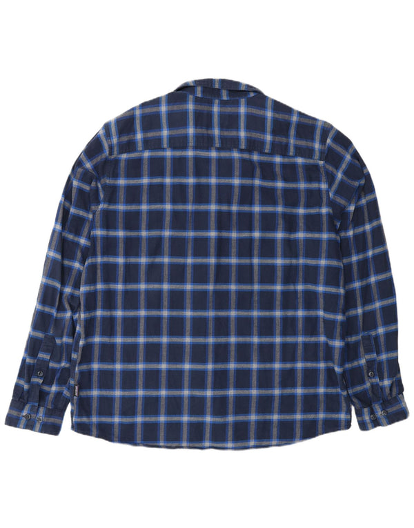 Patagonia Hombre Camisa De Franela De Algodón A Cuadros Azul Grande