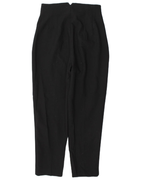 Zara Mujer Pantalones De Traje Cónicos De Cintura Alta Pequeño W26 L26 Poliéster Negro