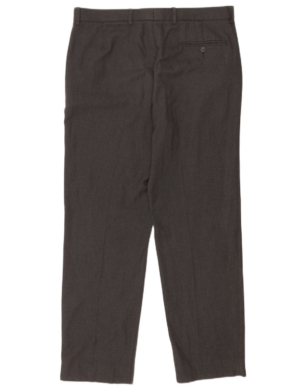 Marks & Spencer Pantalón de traje recto para hombre W34 L31 Poliéster gris
