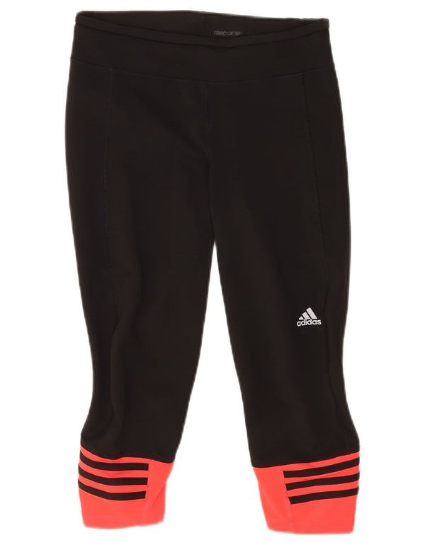 Adidas Womens Capri Leggings UK 8-10 Small Black Colourblock Sports
