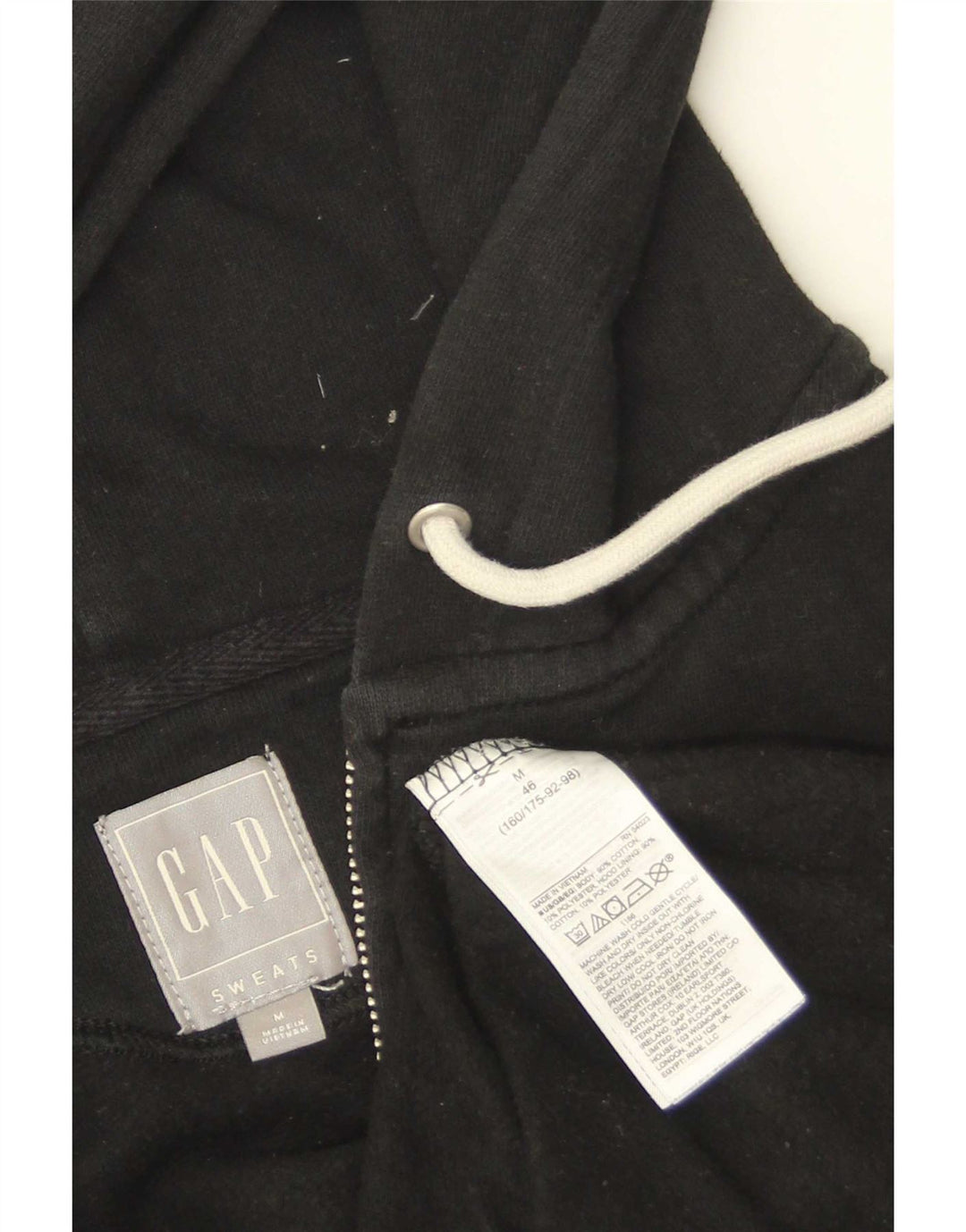 Gap Sudadera con capucha y cremallera gráfica para hombre Algodón negro mediano
