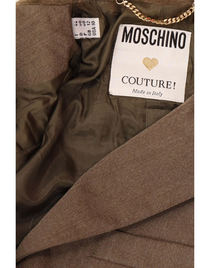 MOSCHINO Conjunto de falda de 2 piezas con 3 botones para mujer UK 12 Medium W28 Brown Classic