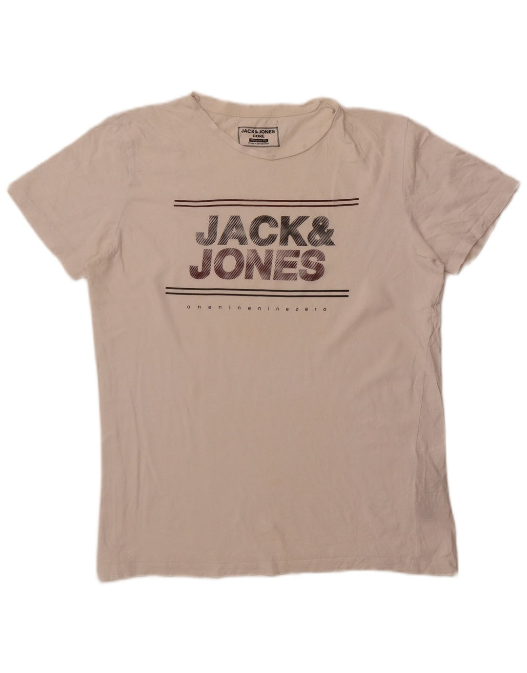 Jack & Jones Camiseta con gráfico de corte regular para hombre Top mediano de algodón blanco roto