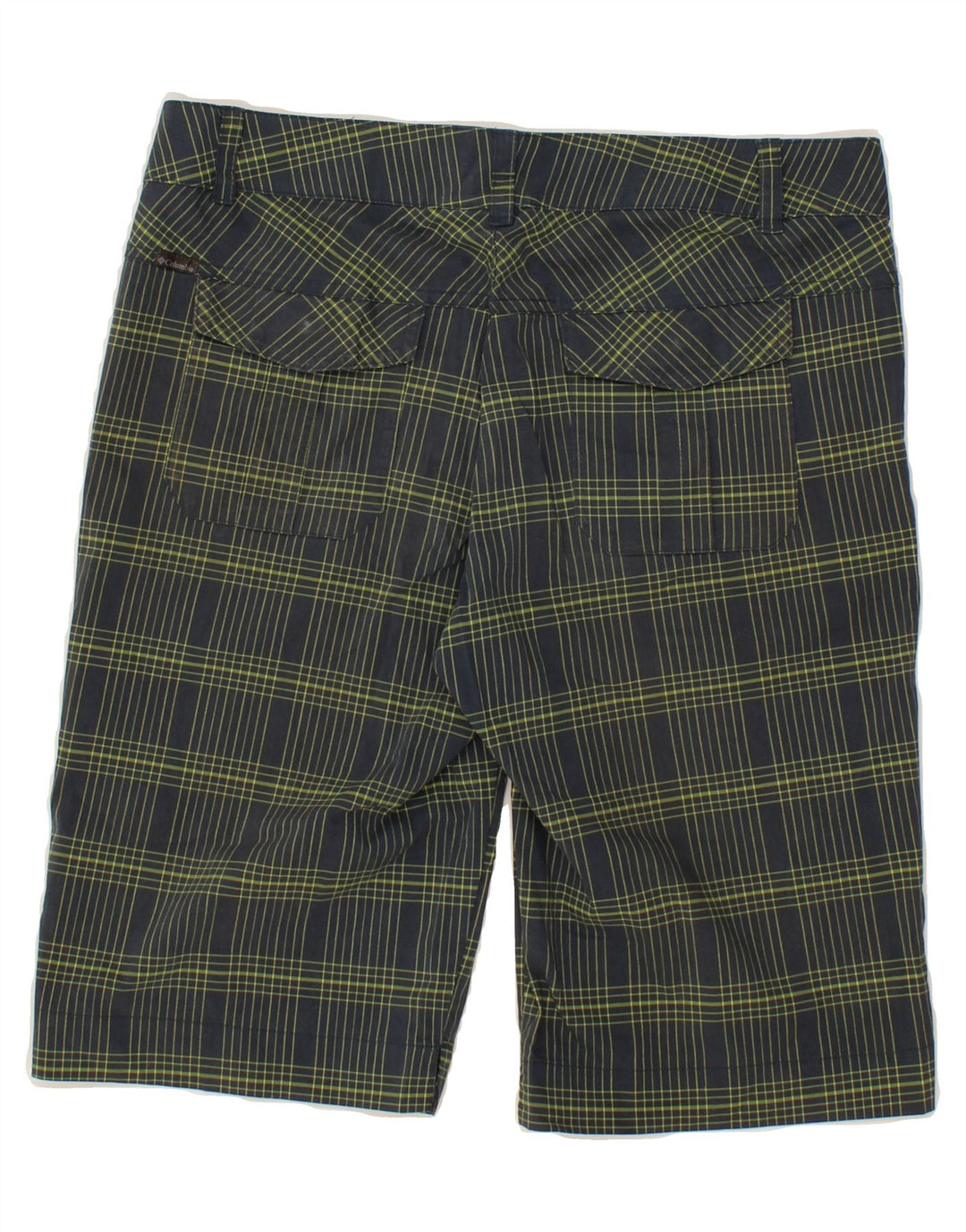 COLUMBIA Womens Chino Shorts US 10 Large W32  Green Check Polyester Vintage Columbia and Second-Hand Columbia from Messina Hembry 