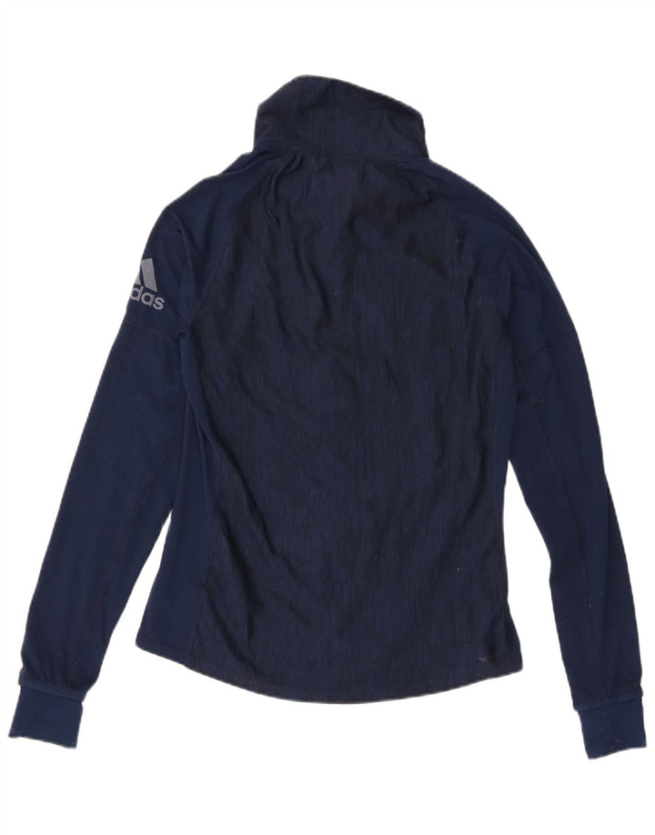Adidas Mujer Gráfico Jersey Chándal Top Reino Unido 8/10 Pequeño Azul Marino
