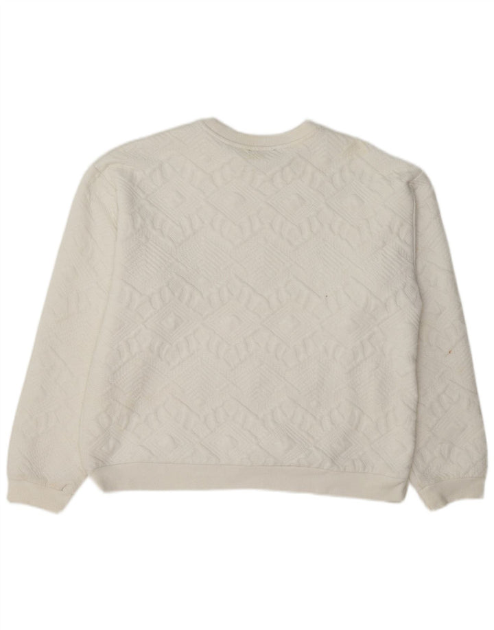 Zara Mujer Relaxed Fit Sudadera Jumper UK 40 Medium Blanco Geométrico