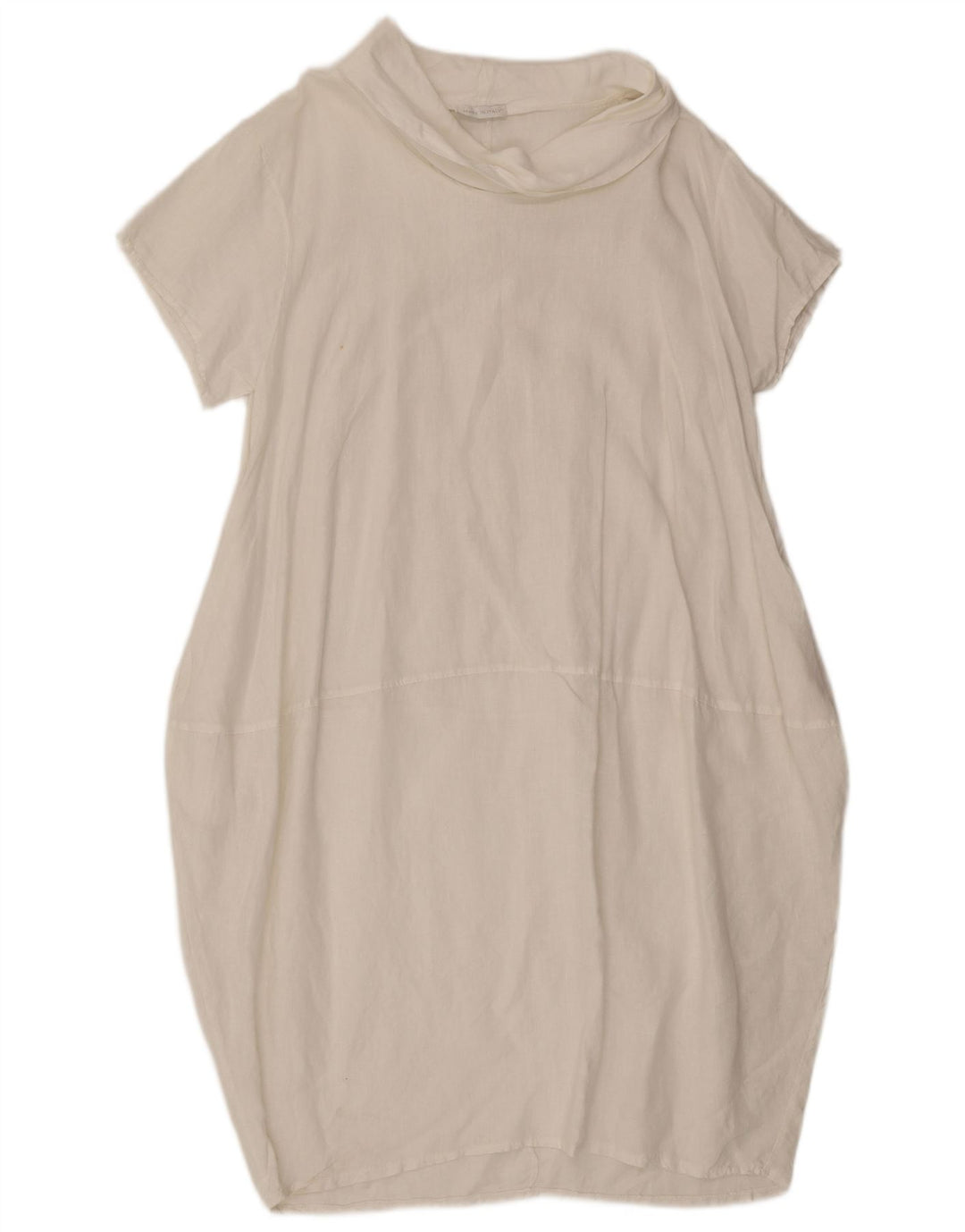 Vintage mujer burbuja vestido Reino Unido 12 lino blanco medio