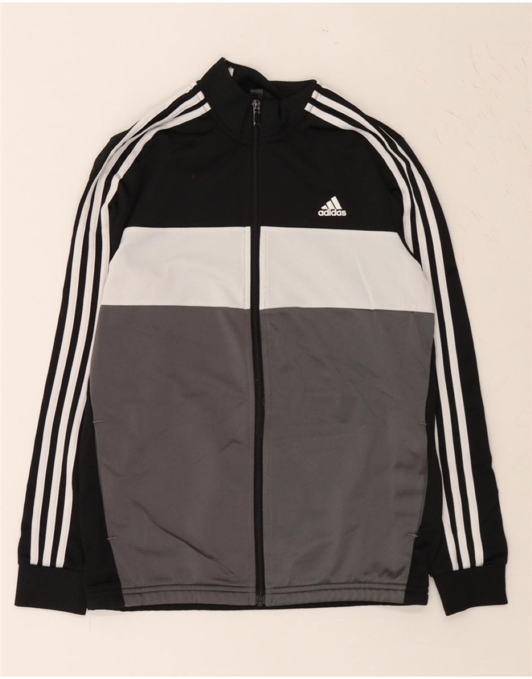 ADIDAS Boys Tracksuit Top Jacket 13-14 Years Black Colourblock Polyester Vintage Adidas and Second-Hand Adidas from Messina Hembry 
