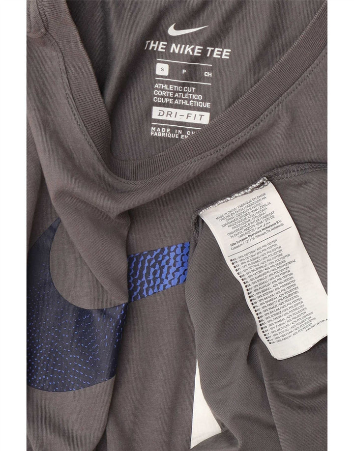 Nike Dri Fit Graphic Camiseta para hombre, talla pequeña, algodón gris