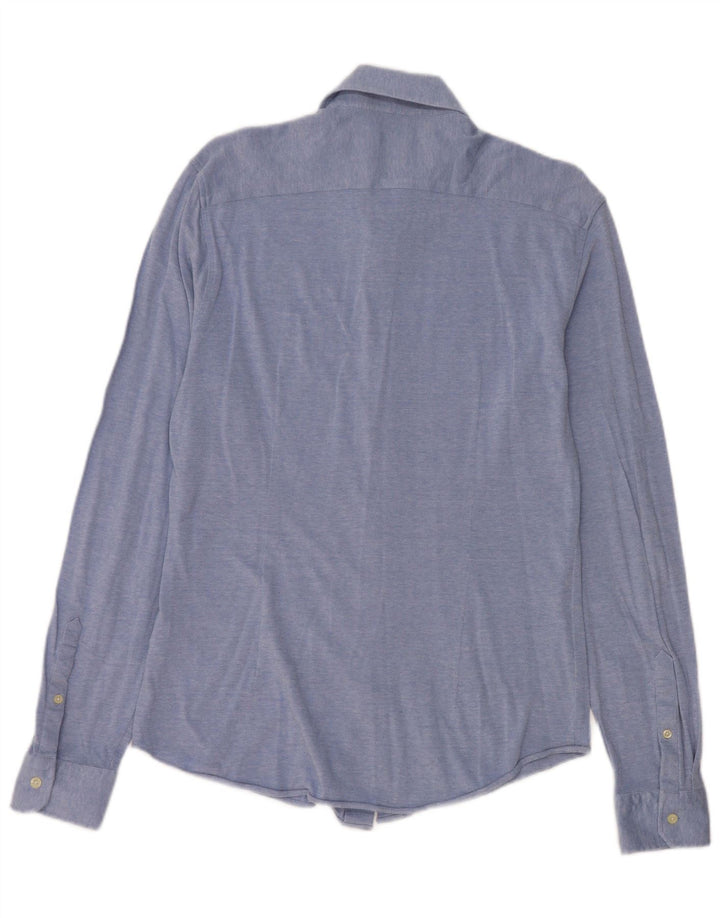 Camisa Reiss Slim Fit De Algodón Azul Medio |