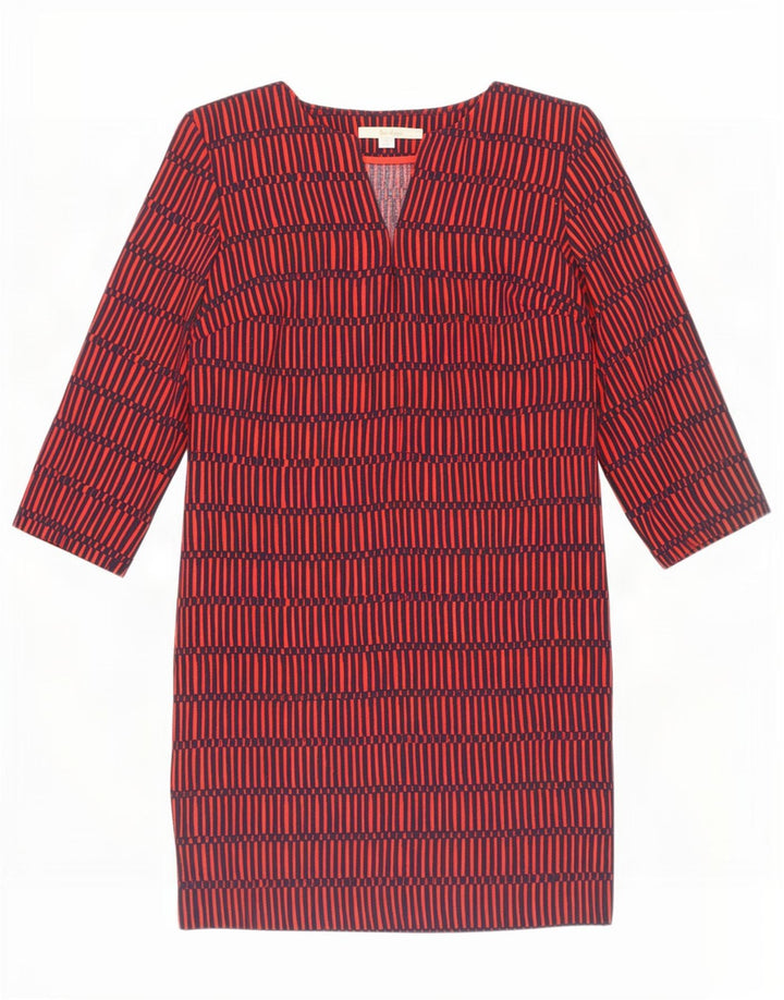 Boden Vestido recto de manga 3/4 para mujer UK 8 Pequeño Poliéster geométrico rojo