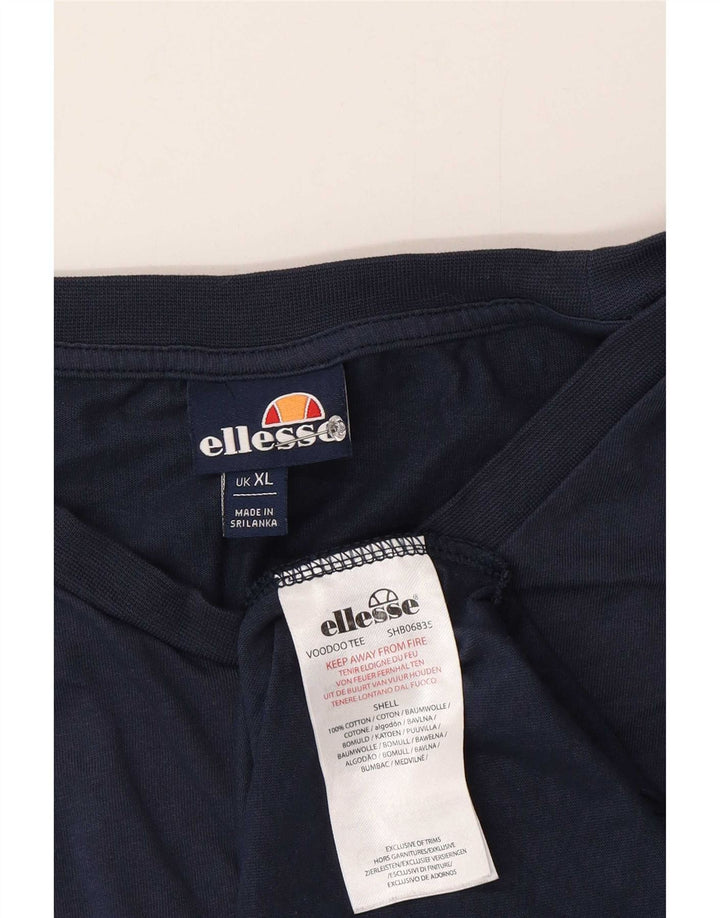 Ellesse Hombre Camiseta Gráfica Top XL Algodón Azul
