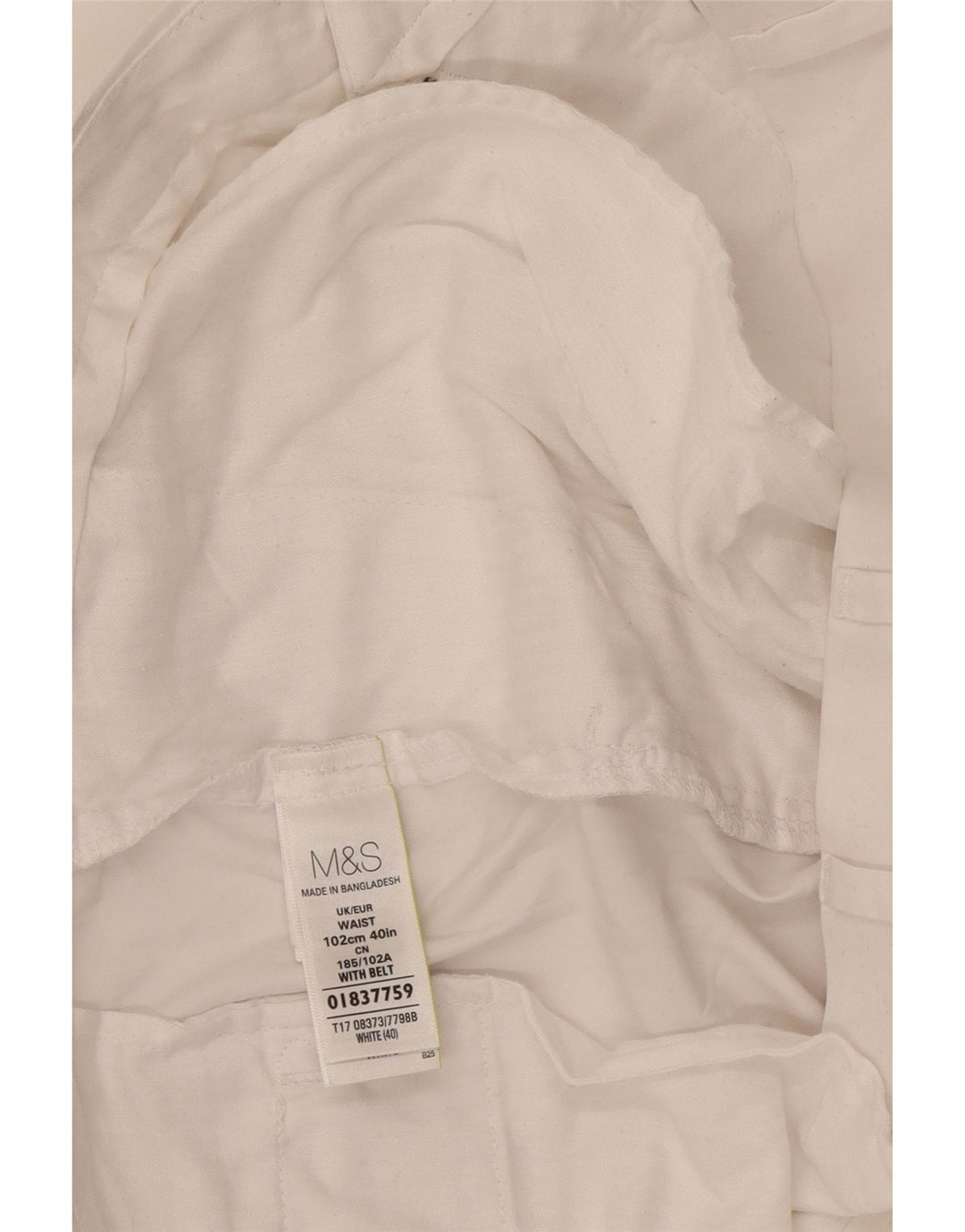 Marks & Spencer Pantalones cortos chinos para hombre W40 XL Algodón blanco