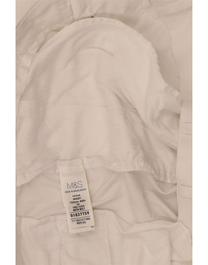 Marks & Spencer Pantalones cortos chinos para hombre W40 XL Algodón blanco