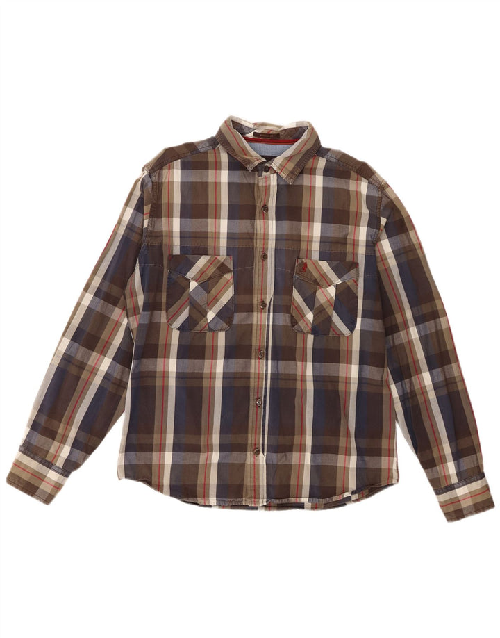 Marlboro Classics Camisa de corte regular para hombre Algodón a cuadros marrón grande