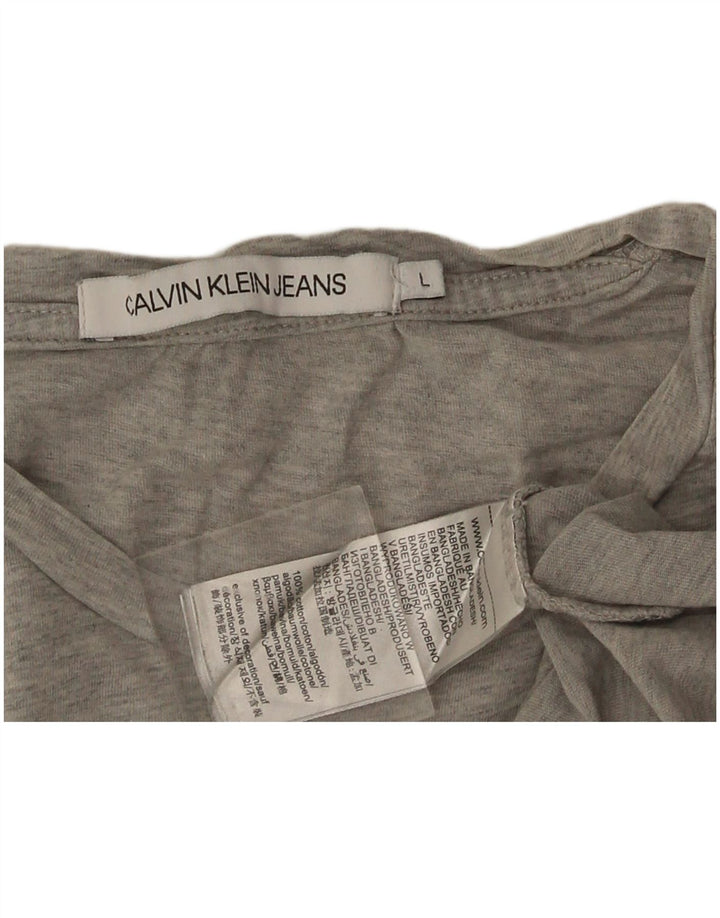 Calvin Klein Camiseta gráfica para hombre Top grande de algodón gris