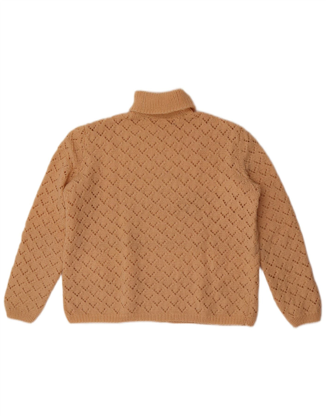 Vintage mujer rollo cuello jersey suéter Reino Unido 14 medio beige