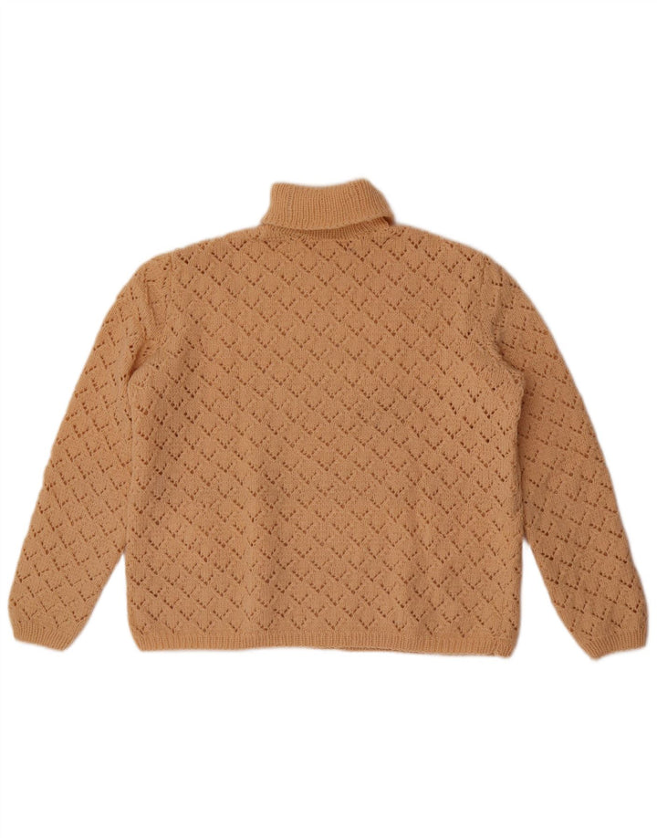 Vintage mujer rollo cuello jersey suéter Reino Unido 14 medio beige