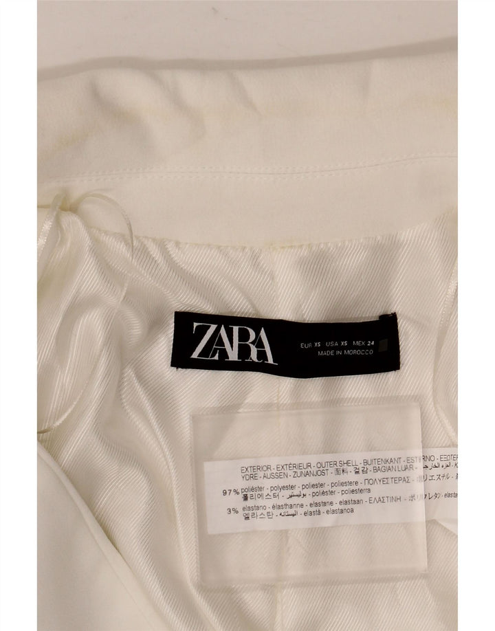 Zara Mujer Chaqueta Americana Abierta De Gran Tamaño UK 6 XS Poliéster Blanco