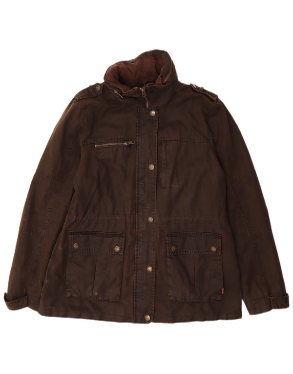 Chaqueta militar de algodón encerado para mujer Fat Face UK 44 Large Algodón marrón