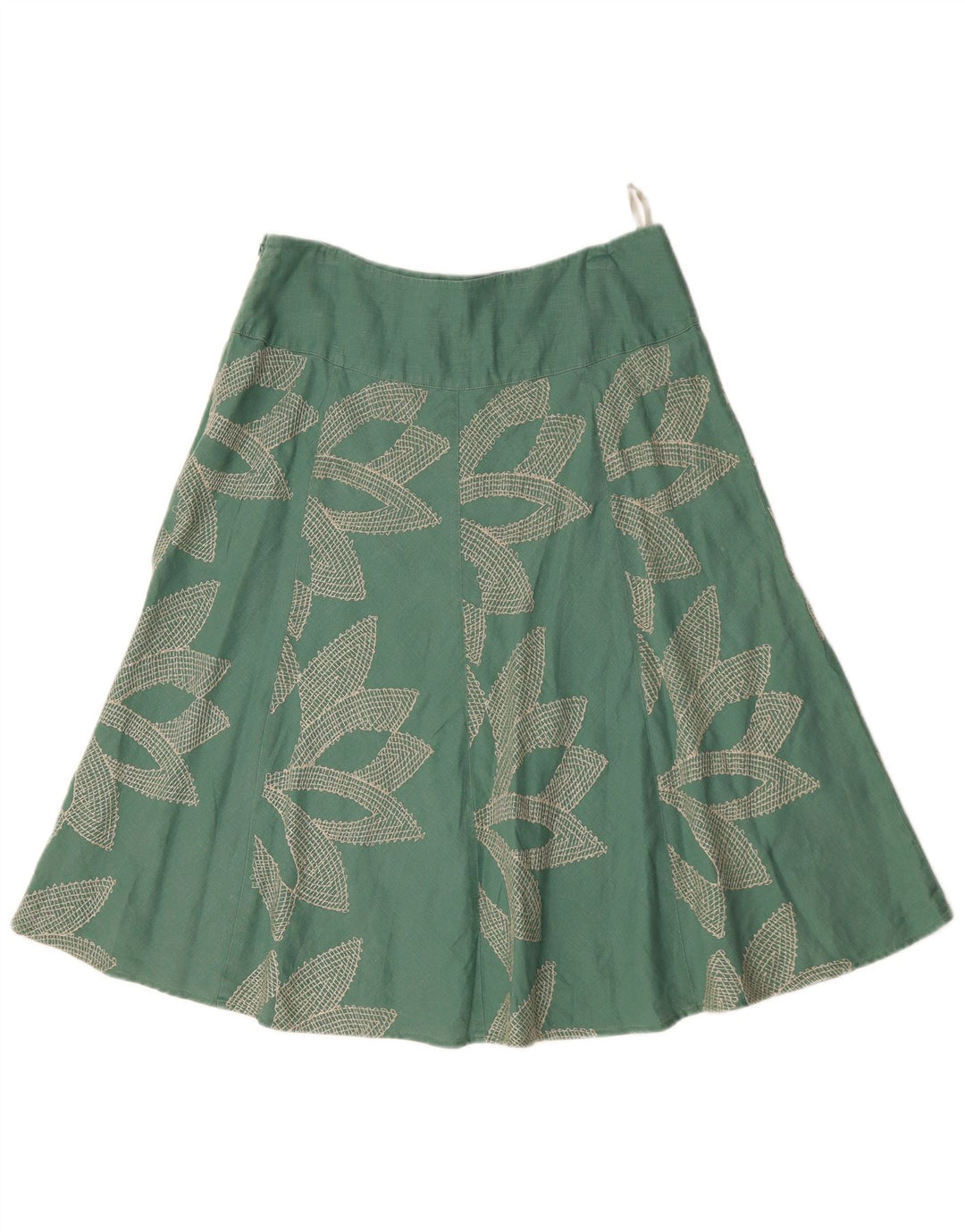 MONSOON Falda acampanada de cintura baja para mujer UK 10 Small W32 Algodón floral verde