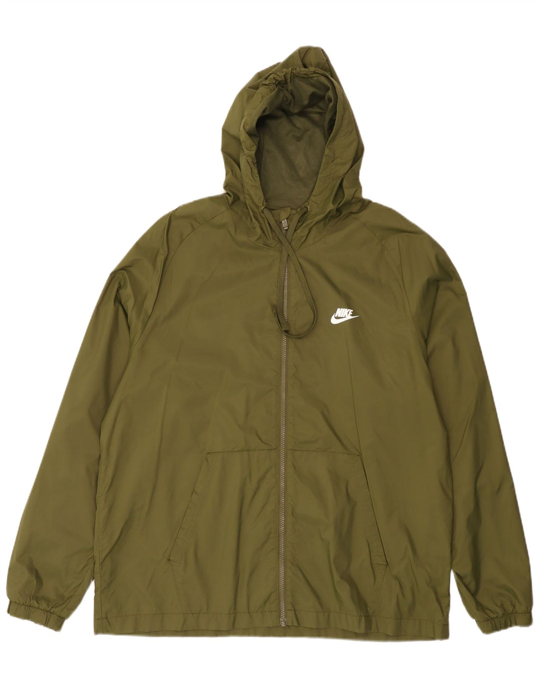 NIKE Chaqueta impermeable con capucha para hombre UK 42 XL Caqui Nylon