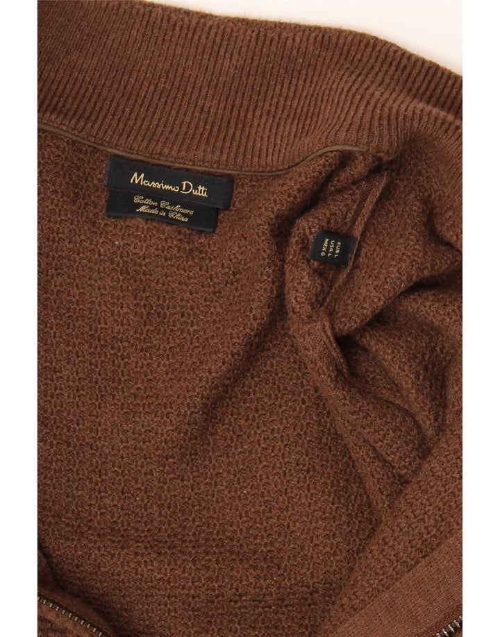 Massimo Dutti Jersey Cárdigan Hombre Large Marrón Algodón