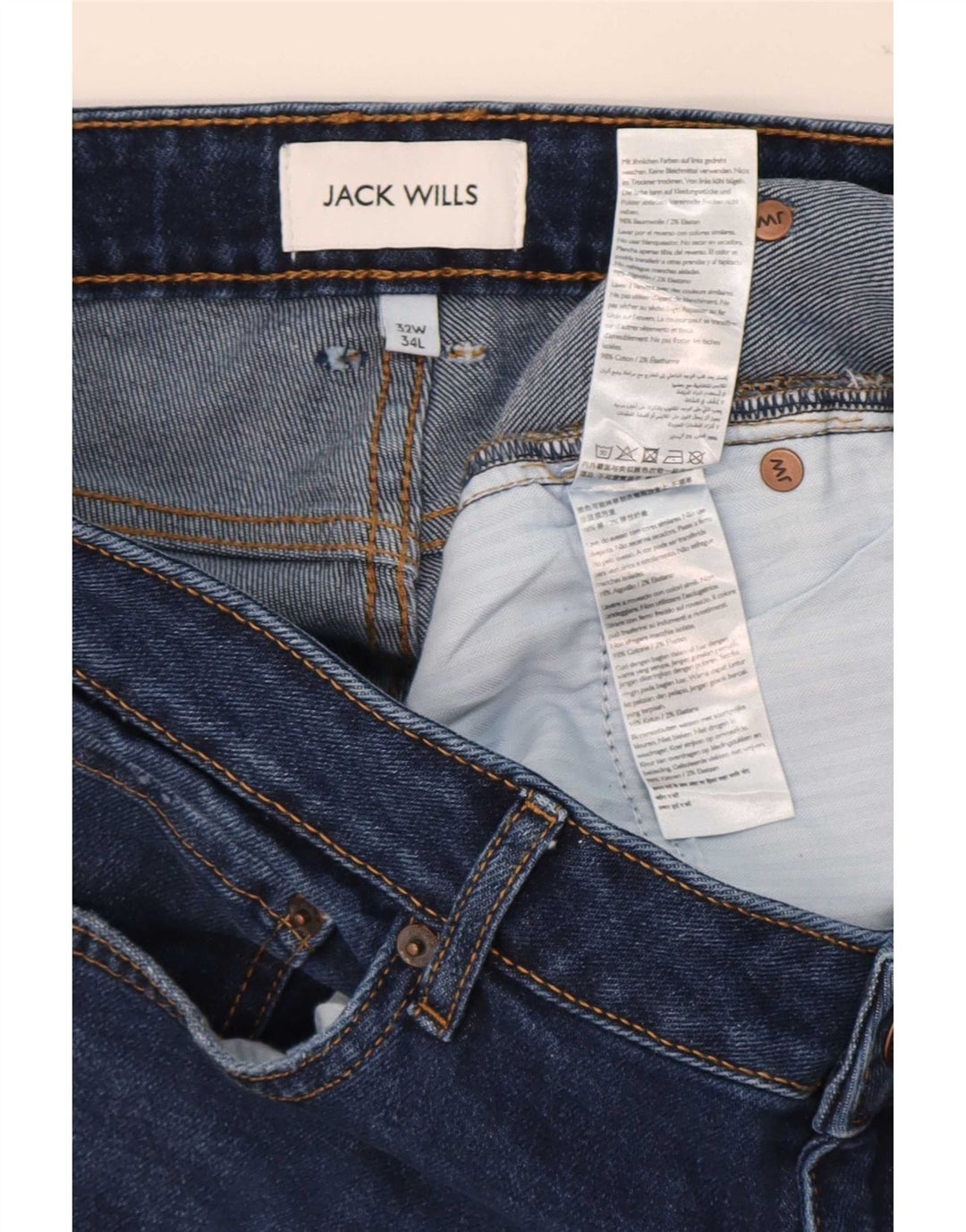 Jack Wills Vaqueros ajustados para hombre W32 L34 Algodón azul marino