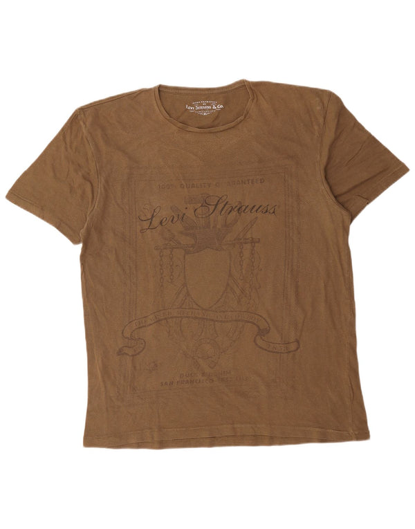 Levi's Hombre Camiseta Gráfica Top XL Algodón Marrón