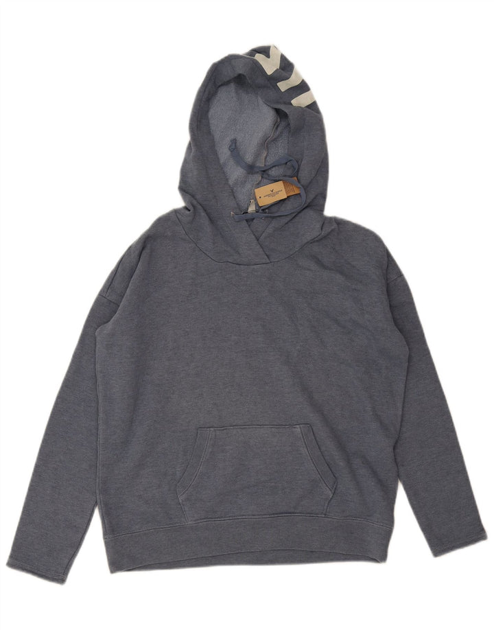 American Eagle - Jersey con capucha para mujer, diseño gráfico de gran tamaño, talla 10, color gris