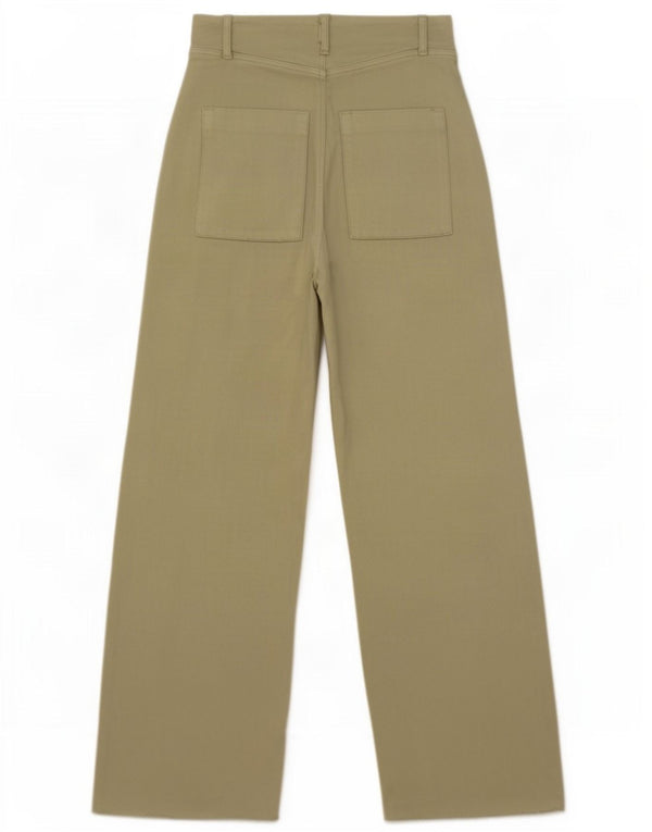 Zara Mujer Pantalones Casuales De Pierna Ancha EU 34 2XS W24 L28 Caqui