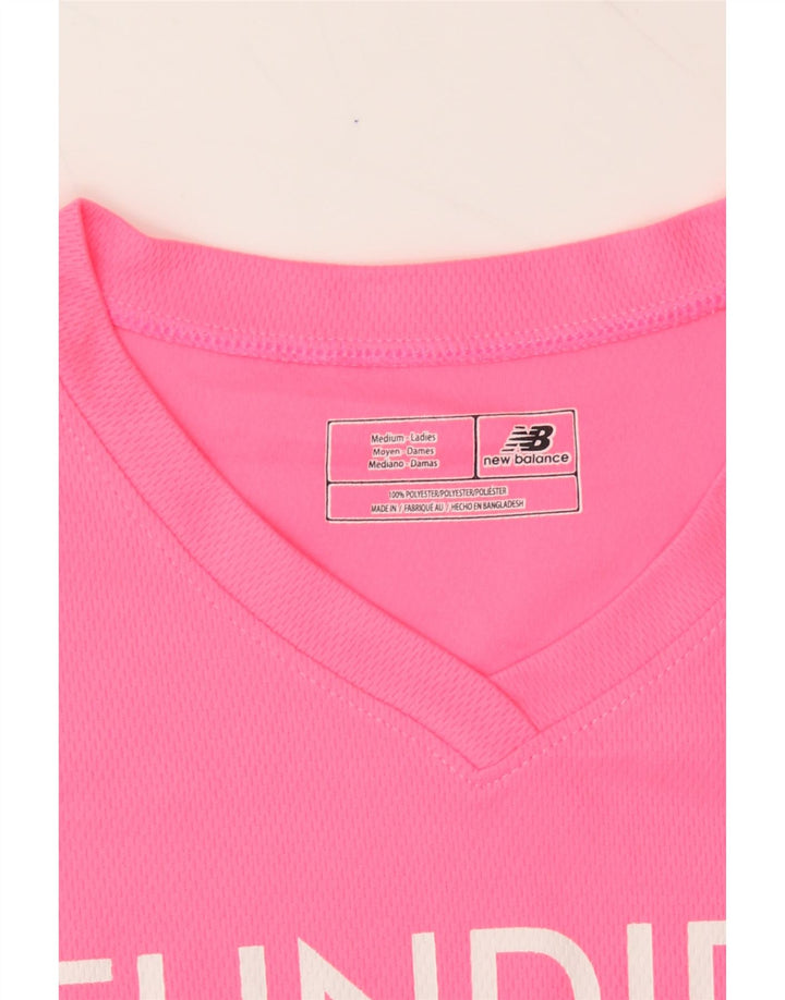 NEW BALANCE Womens Graphic T-Shirt Top UK 12 Medium Pink Polyester Vintage New Balance and Second-Hand New Balance from Messina Hembry 
