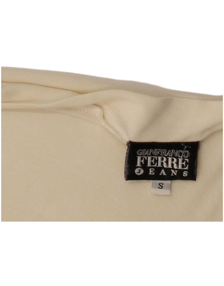 Gianfranco Ferre Top gráfico para mujer de manga larga UK 10 Small Off White