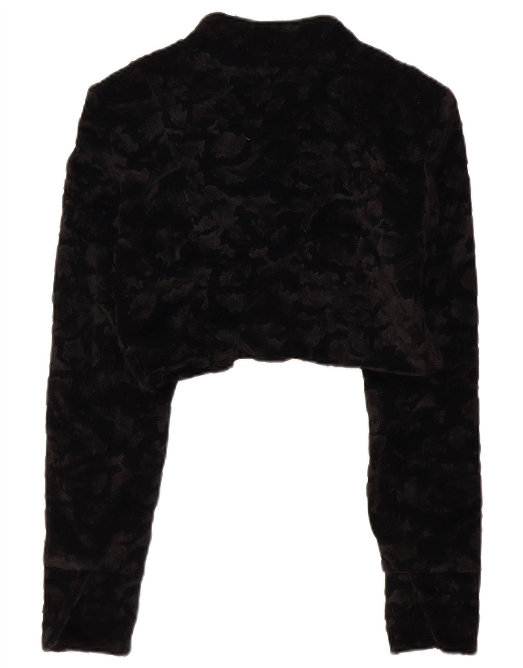 VINTAGE Chaqueta Bolero de piel sintética para mujer Reino Unido 14 Poliéster negro grande