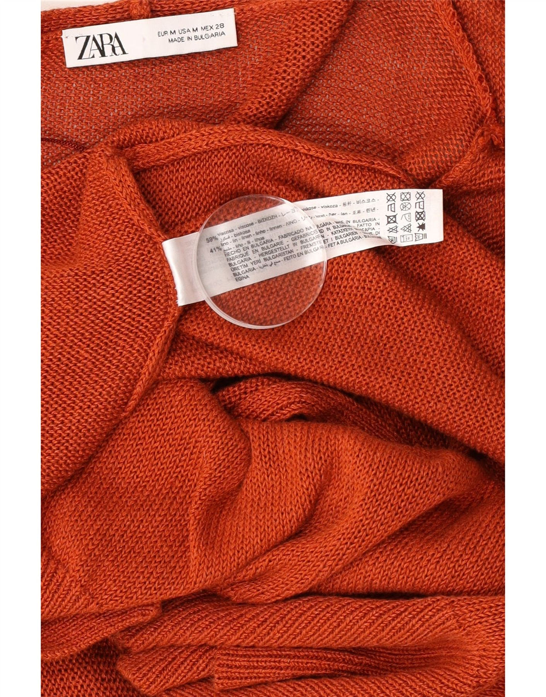 Zara Mujer Longline Open Cardigan Suéter UK 44 Viscosa Marrón Medio