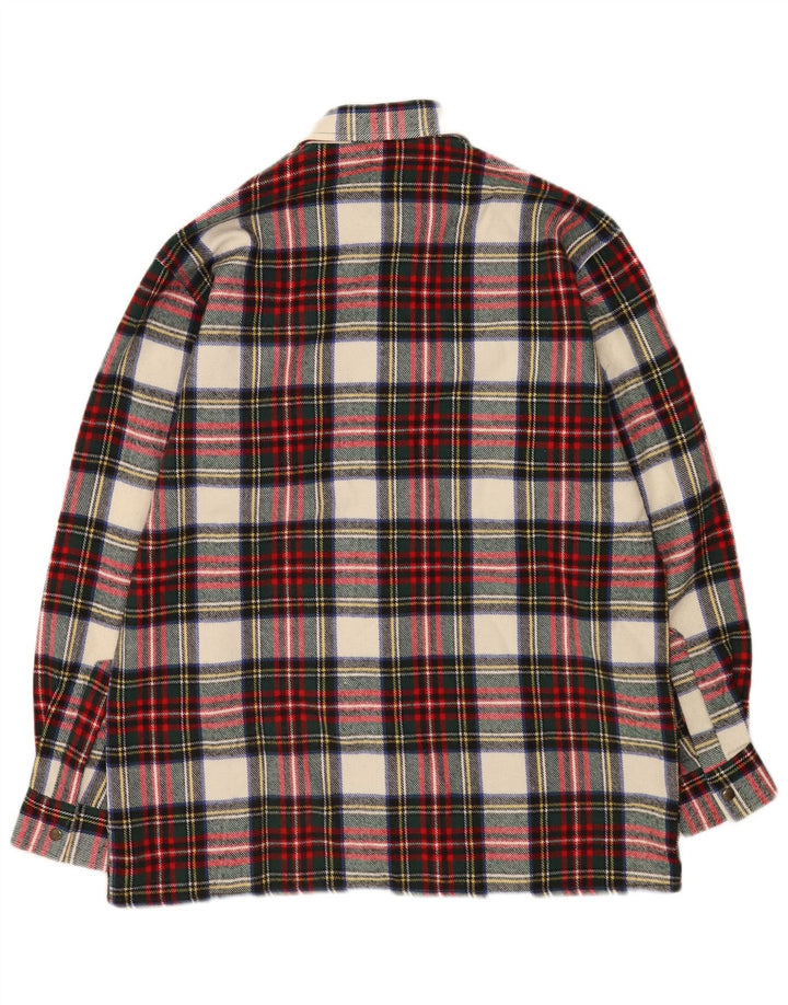Camisa de franela vintage para hombre talla 39/40 lana de cuadros rojos medianos
