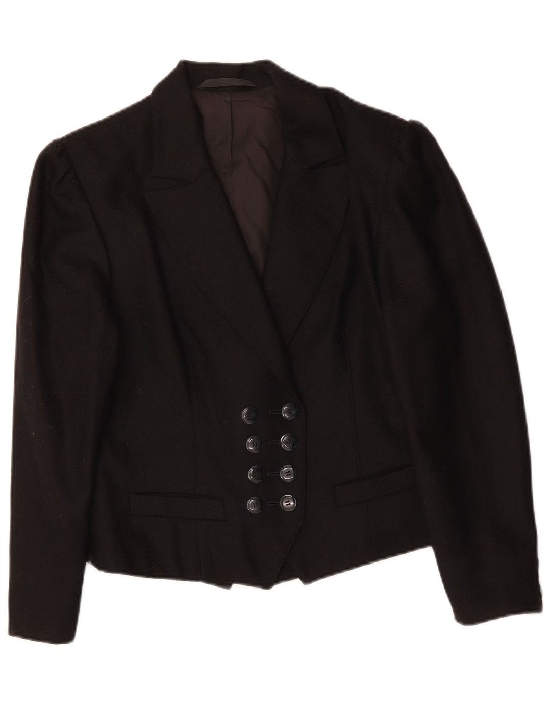 VINTAGE Chaqueta Blazer de Doble Pecho para Mujer Reino Unido 14 Negro Medio