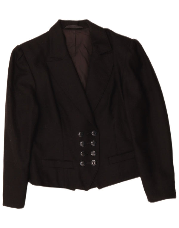VINTAGE Chaqueta Blazer de Doble Pecho para Mujer Reino Unido 14 Negro Medio