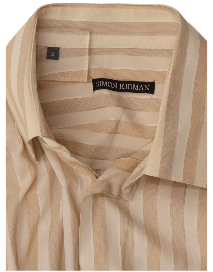 Camisa vintage para hombre grande a rayas beige
