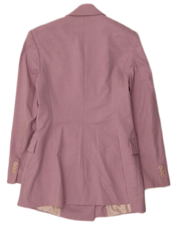 Zara Mujer Chaqueta Blazer De Doble Botonadura UK 42 Poliéster Rosa Mediano