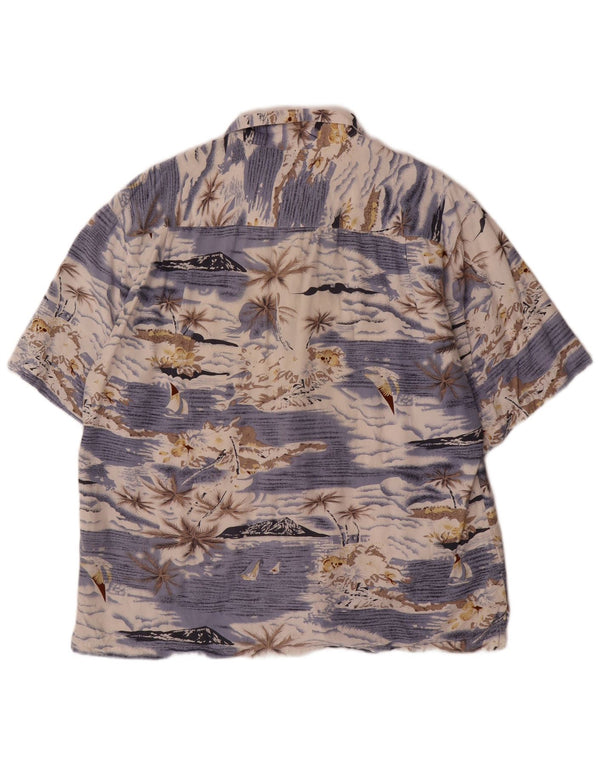 Camisa hawaiana vintage de manga corta para hombre 2XL Rayón azul