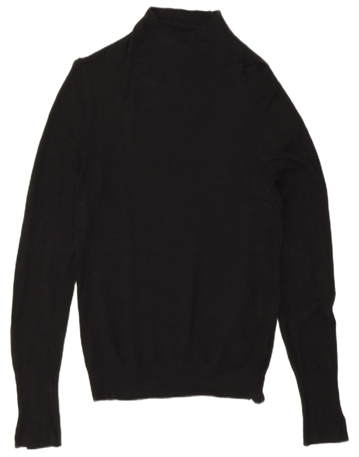 Zara Jersey con cuello alto para mujer, talla M, viscosa negra, Reino Unido 44