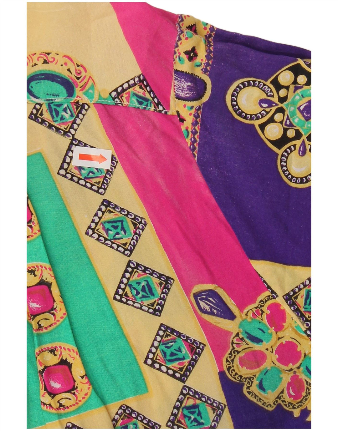 Vintage mujer camisa de manga corta blusa Reino Unido 20 2XL patchwork multicolor