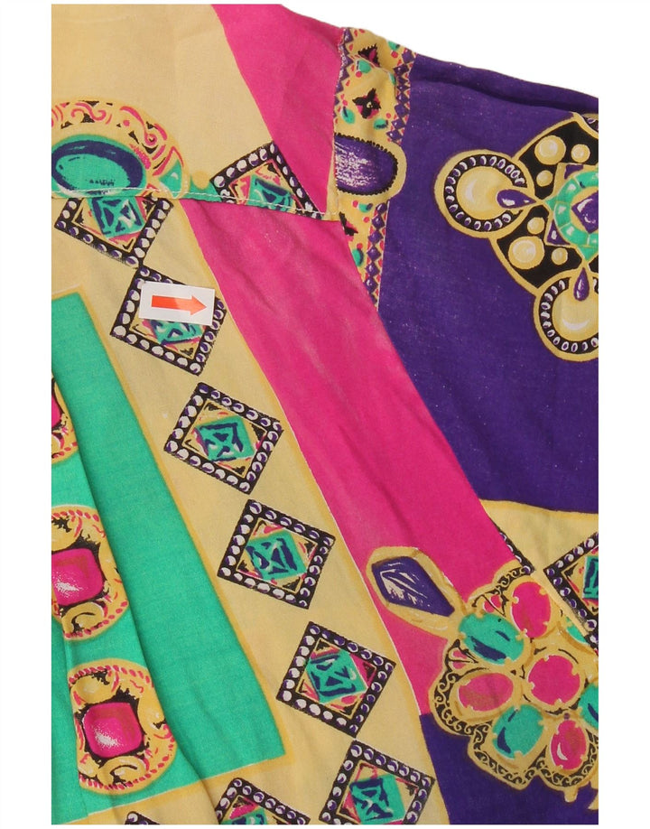 Vintage mujer camisa de manga corta blusa Reino Unido 20 2XL patchwork multicolor